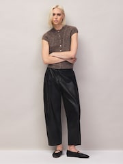Ro&Zo Brown Button Through Knit Top With Wool - Image 1 of 6