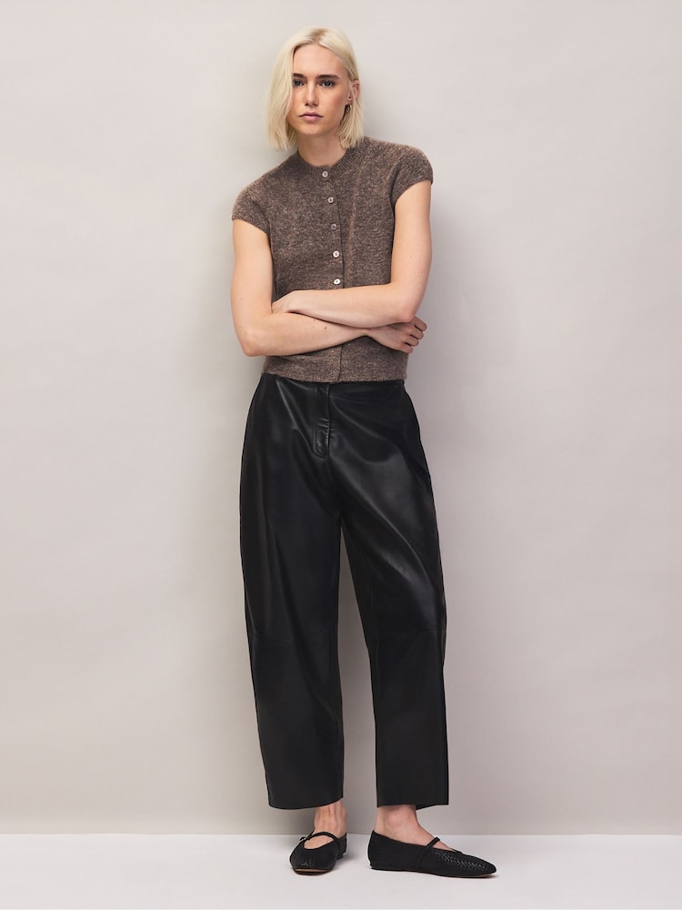 Ro&Zo Brown Button Through Knit Top With Wool - Image 1 of 6