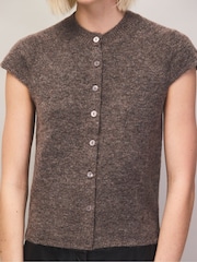 Ro&Zo Brown Button Through Knit Top With Wool - Image 2 of 6