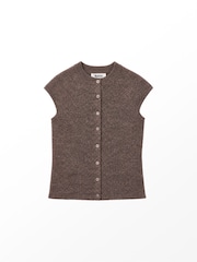 Ro&Zo Brown Button Through Knit Top With Wool - Image 6 of 6