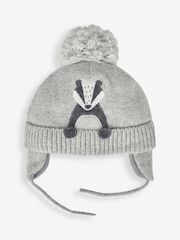 JoJo Maman Bébé Grey Appliqué Bobble Hat - Image 1 of 2