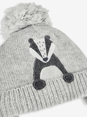 JoJo Maman Bébé Grey Appliqué Bobble Hat - Image 2 of 2
