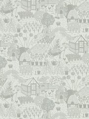 Sanderson Home Grey The Allotment 10.05M Wallpaper - Image 1 of 1