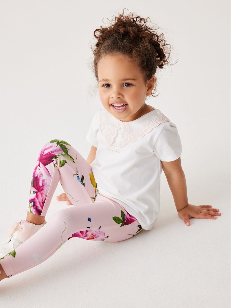 Baker by Ted Baker Organza-T-Shirt mit Kragen und Leggings im Set, Pink - Bild 1 von 10