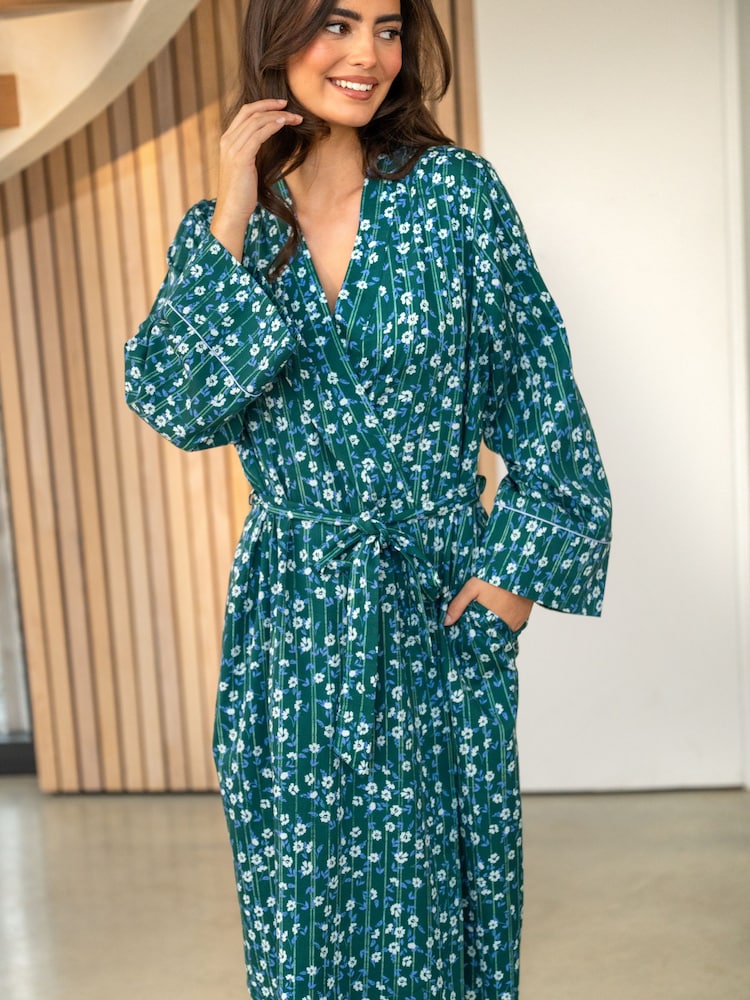 Pour Moi Green Pure Cotton Dressing Gown - Image 1 of 4