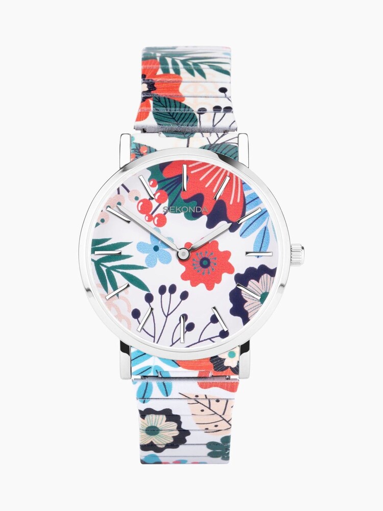 Sekonda Ladies Multicolour Maxima Floral Stainless Steel Expander Bracelet Watch - Image 1 of 1 Sekonda Ladies Multicolour Maxima Floral Stainless Steel Expander Bracelet Watch - Image 1 of 1