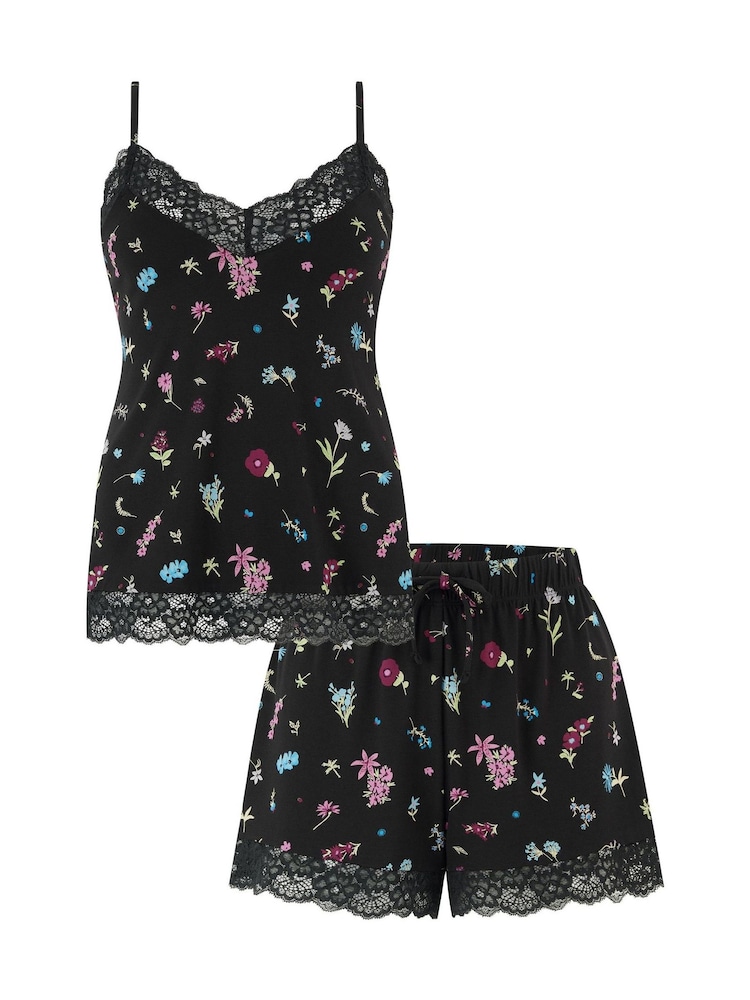 Pour Moi Black Sofa Loves Lace Jersey Cami and Short Pyjamas Set - Image 3 of 3