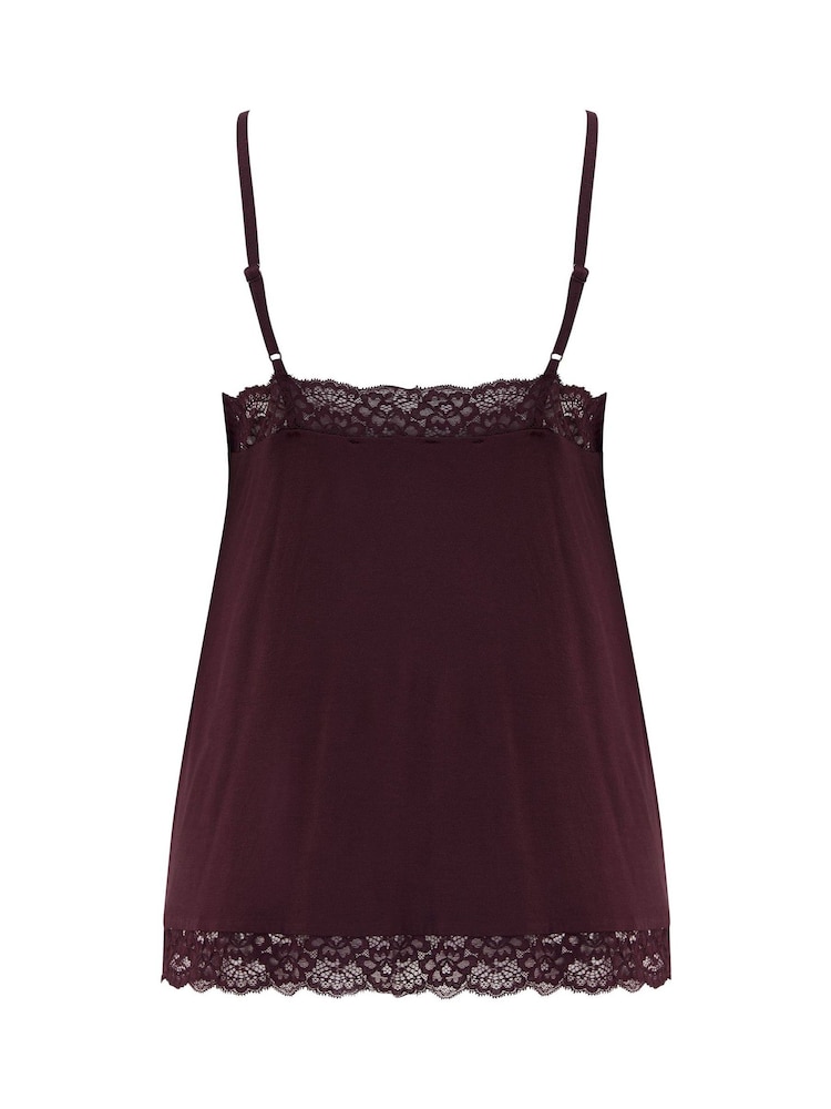 Pour Moi Red Cami Sofa Loves Lace Hidden Support Pyjama Top - Image 4 of 4
