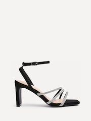 Linzi Black Glimmer Diamante Block Heel Sandals - Image 2 of 5