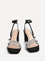 Linzi Black Glimmer Diamante Block Heel Sandals - Image 3 of 5