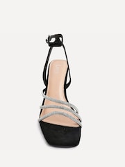 Linzi Black Glimmer Diamante Block Heel Sandals - Image 4 of 5