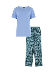 Pour Moi Green Pure Cotton T-Shirt & Trouser Pyjamas Set - Image 3 of 3