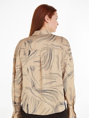 Calvin Klein Natural Fine Print Blouse - Image 2 of 6