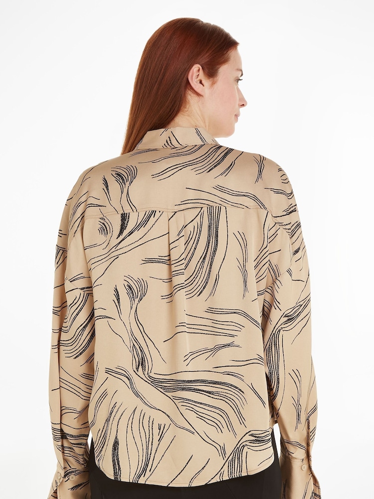 Calvin Klein Natural Fine Print Blouse - Image 2 of 6