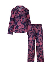 Pour Moi Blue Pure Cotton Button Through Revere Collar Pyjama Set - Image 3 of 3