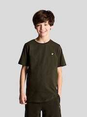 Lyle & Scott Olive Green Boys Essentials 100% Cotton Crew Neck T-Shirt - Image 1 of 5