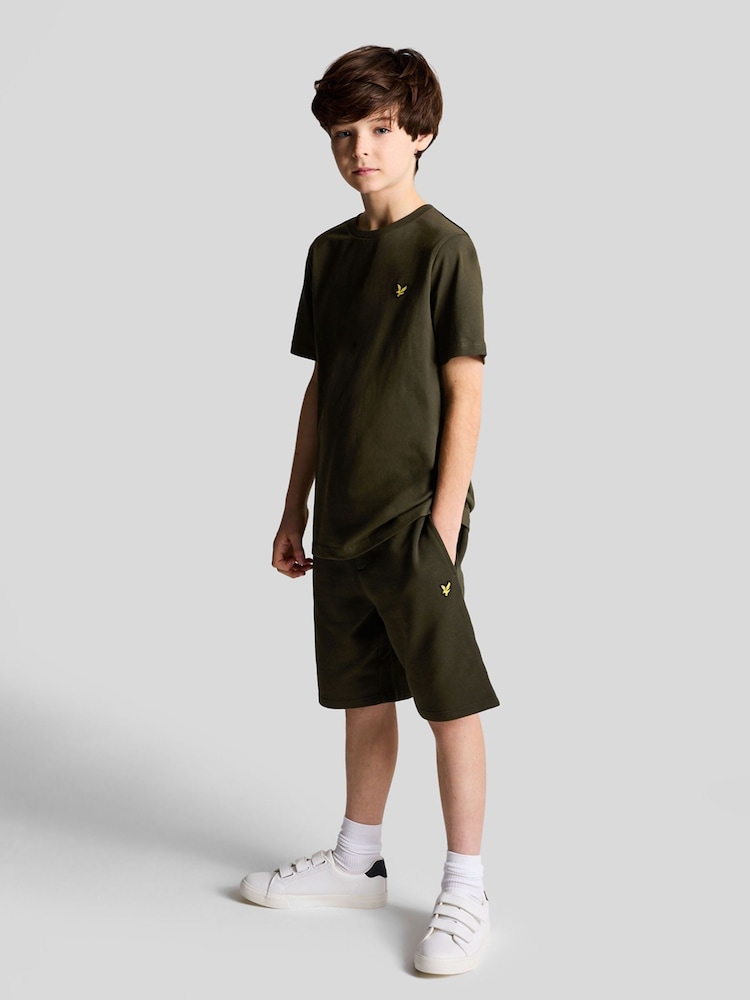 Lyle & Scott Olive Green Boys Essentials 100% Cotton Crew Neck T-Shirt - Image 2 of 5
