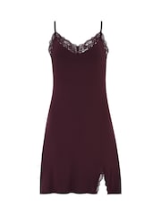Pour Moi Red Short Sofa Loves Lace Hidden Support Soft Jersey Split Chemise - Image 3 of 4