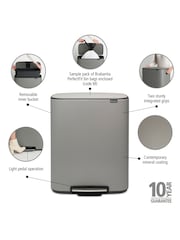 Brabantia Mineral Concrete Grey Bo 60L Pedal Bin - Image 5 of 5