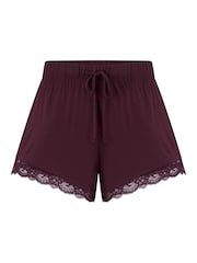Pour Moi Red Short Sofa Loves Lace Soft Jersey Pyjama Bottoms - Image 3 of 4