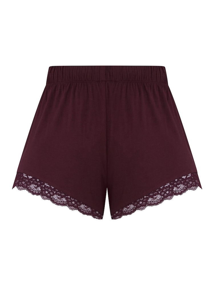 Pour Moi Red Short Sofa Loves Lace Soft Jersey Pyjama Bottoms - Image 4 of 4
