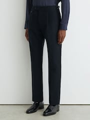 Reiss Navy Dimmock Cotton-Blend Moleskin Tapered Trousers - Image 4 of 7