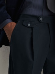 Reiss Navy Dimmock Cotton-Blend Moleskin Tapered Trousers - Image 5 of 7