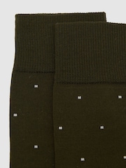 Reiss Khaki Green Mario Spot Mercerised Cotton-Blend Polka-Dot Socks - Image 2 of 3
