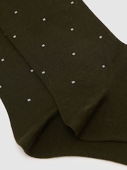 Reiss Khaki Green Mario Spot Mercerised Cotton-Blend Polka-Dot Socks - Image 3 of 3