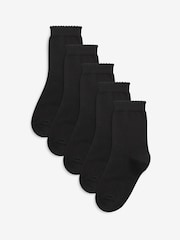 Black 5 Pack Cotton Rich School Ankle Socks - Image 1 of 2