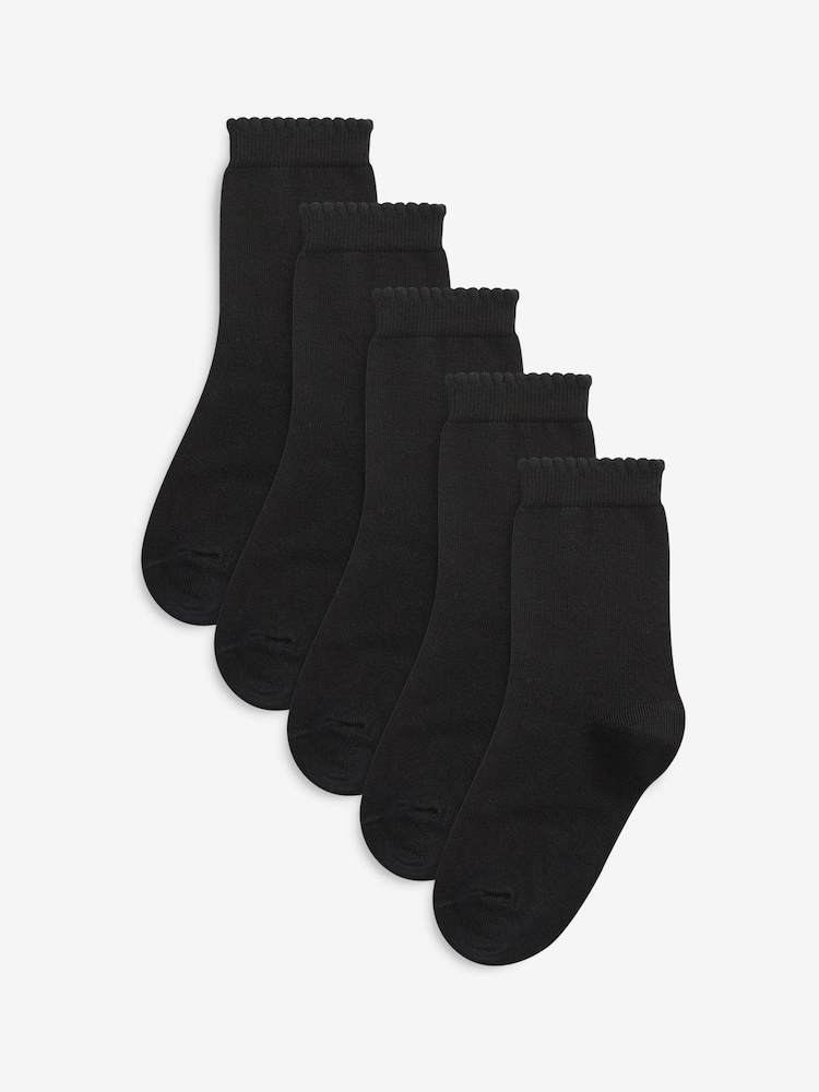 Black 5 Pack Cotton Rich School Ankle Socks - Image 1 of 2
