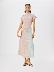 Whistles Pink Graphic Check Cowl Neck Dress - Image 1 of 5