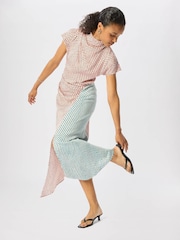 Whistles Pink Graphic Check Cowl Neck Dress - Image 2 of 5