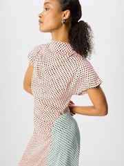 Whistles Pink Graphic Check Cowl Neck Dress - Image 3 of 5