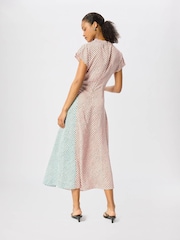 Whistles Pink Graphic Check Cowl Neck Dress - Image 4 of 5