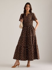 Anthropologie Brown The Somerset Maxi Dress: Polka Dot Edition - Image 1 of 5