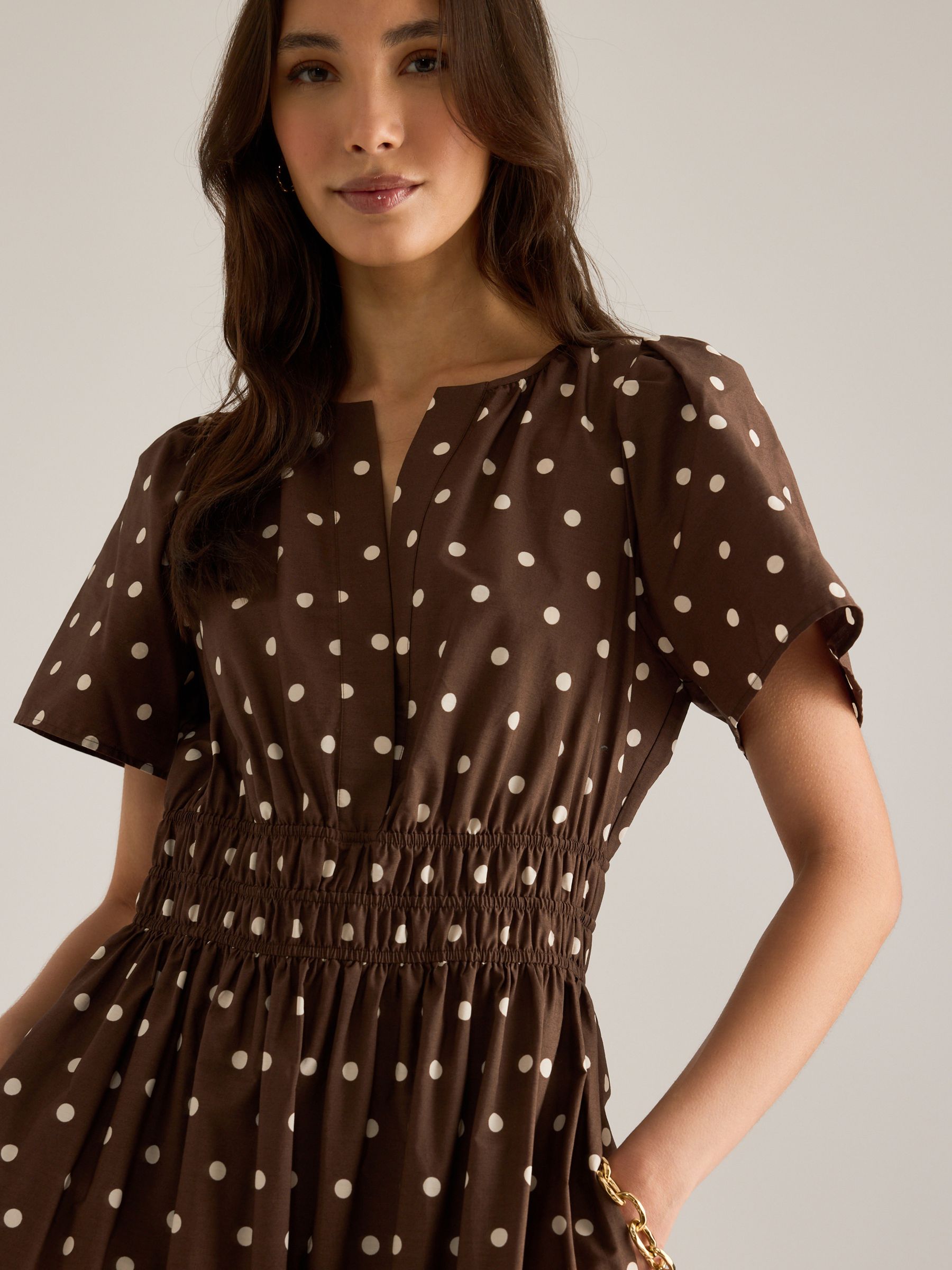Anthropologie Brown The Somerset Maxi Dress: Polka Dot Edition