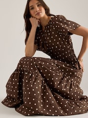 Anthropologie Brown The Somerset Maxi Dress: Polka Dot Edition - Image 4 of 5