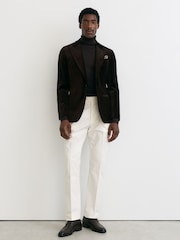 Reiss White Dimmock Cotton-Blend Moleskin Tapered Trousers - Image 1 of 9