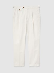Reiss White Dimmock Cotton-Blend Moleskin Tapered Trousers - Image 2 of 9