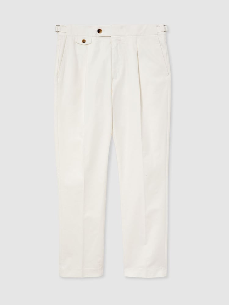 Reiss White Dimmock Cotton-Blend Moleskin Tapered Trousers - Image 2 of 9 Reiss White Dimmock Cotton-Blend Moleskin Tapered Trousers - Image 2 of 9