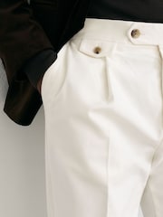 Reiss White Dimmock Cotton-Blend Moleskin Tapered Trousers - Image 4 of 9
