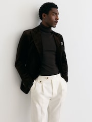 Reiss White Dimmock Cotton-Blend Moleskin Tapered Trousers - Image 6 of 9