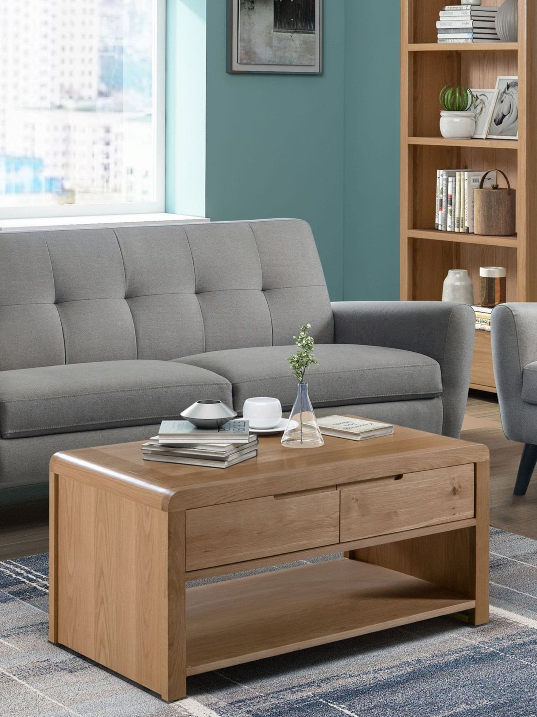 B&Q - Curve Rectangular Coffee TableOak - Image 5
