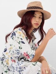 Accessorize Natural Straw Fedora Hat - Image 1 of 3