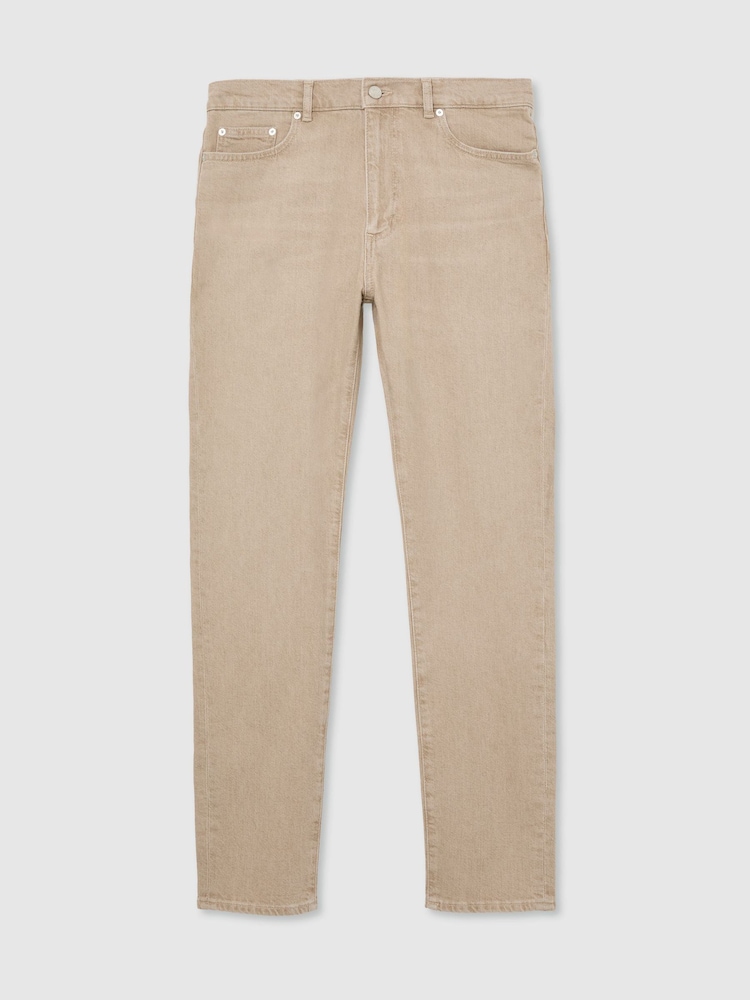 Reiss Caramel Brown Arctic Slim-Fit Stonewashed Jeans - Image 2 of 6 Reiss Caramel Brown Arctic Slim-Fit Stonewashed Jeans - Image 2 of 6