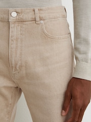 Reiss Caramel Brown Arctic Slim-Fit Stonewashed Jeans - Image 4 of 6