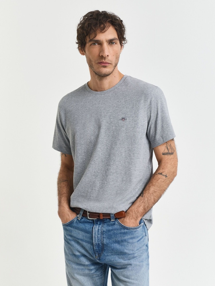GANT Grey Shield Logo T-Shirt - Image 1 of 5 GANT Grey Shield Logo T-Shirt - Image 1 of 5