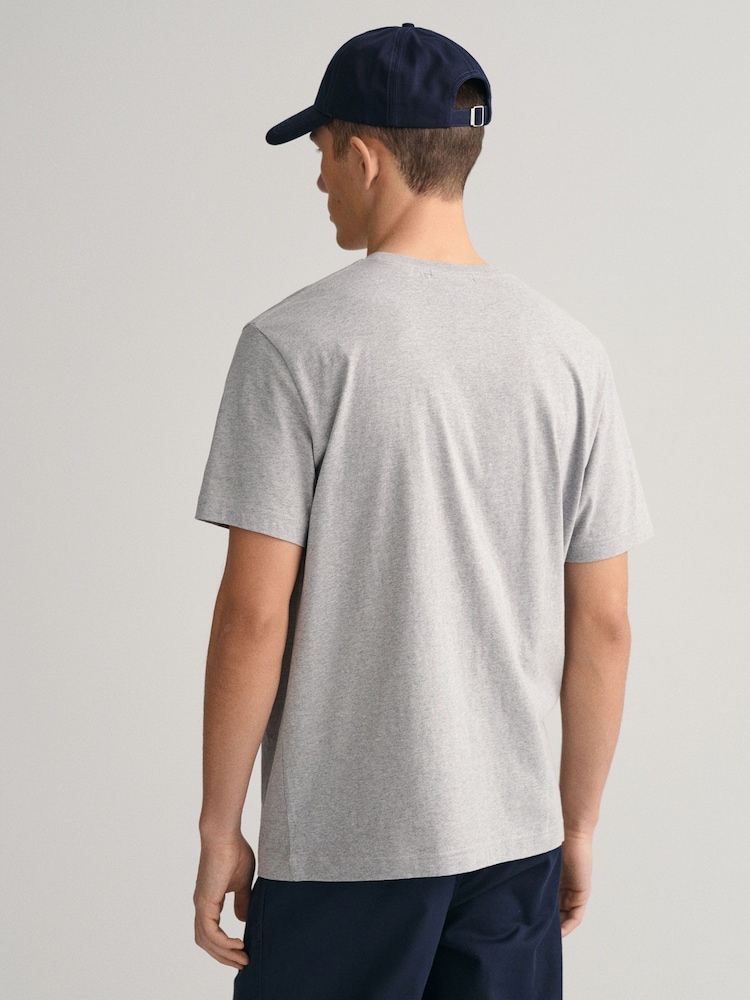 GANT Grey 100% Cotton Shield Logo T-Shirt - Image 2 of 5