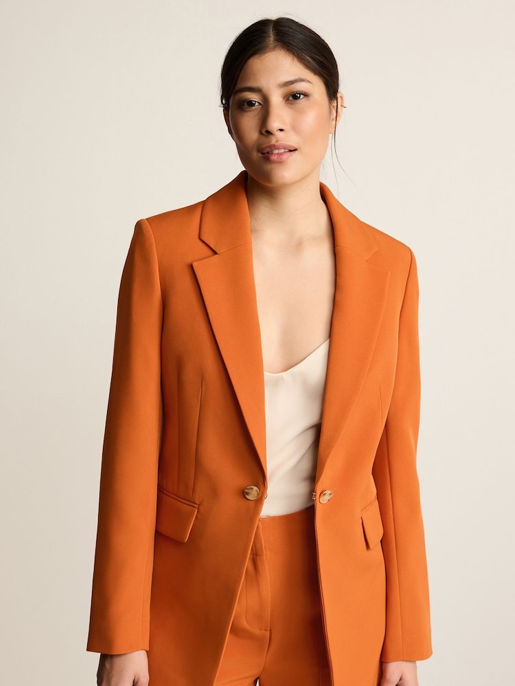 Orange - Figurbetonter Edge-to-Edge-Blazer aus Krepp - Bild 1 von 7